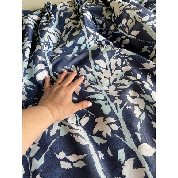 Vintage 70s pleated curtain, blue, white, soft pink floral, bedroom panel, for 1 - Picture 4 of 9